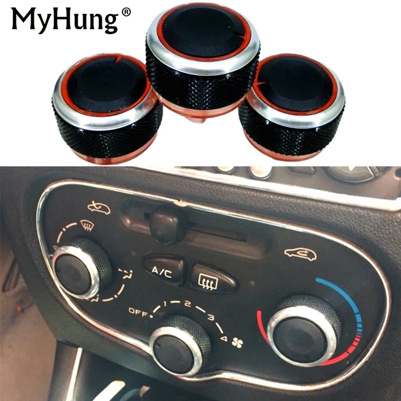 For Peugeot 206 207 Citroen C2 Switch Knobs Heater Climate Control Buttons Dials Heat Frame Ring Air Con Cover 3pcs Car-styling