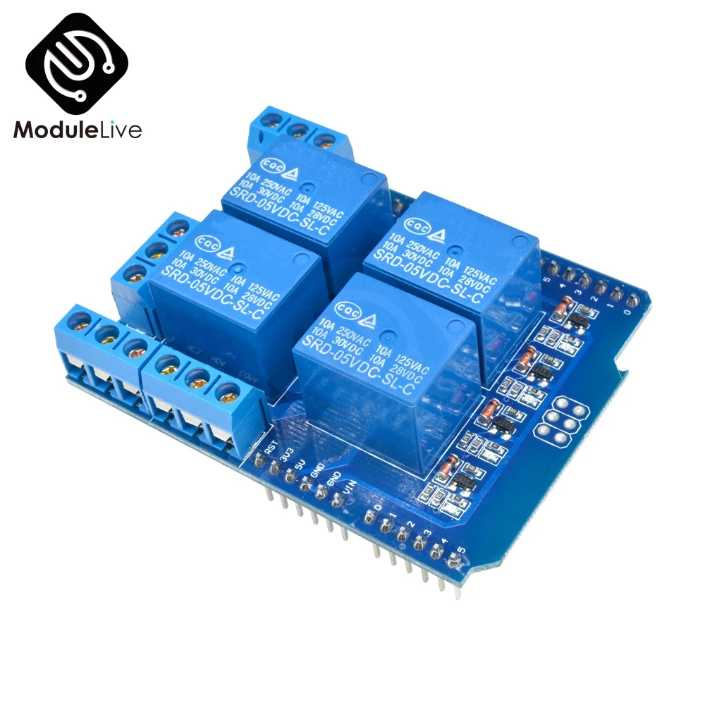 1Pcs Relay Shield V2.0 4 Channel 4-CH 5V Relay Swtich Expansion Drive Board for Arduino R3 Development Board Module