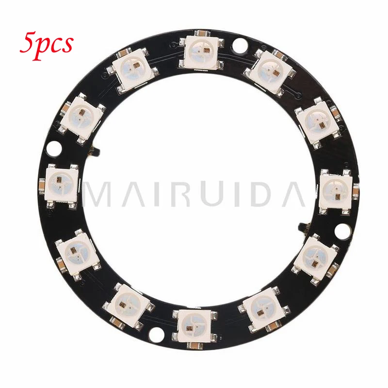 5pcs 12-Bit RGB LED Ring WS2812 5050 Precise