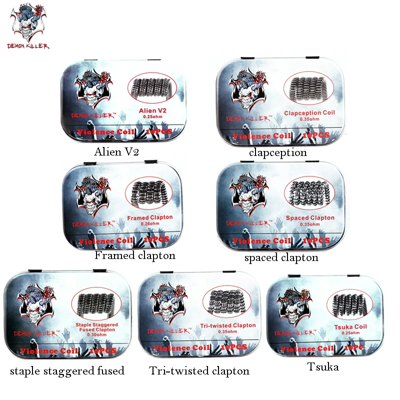 10 قطعة/صندوق شيطان القاتل العنف لفائف سلك DIY التيلة متداخلة تنصهر كلابتون الغريبة V2 تسوكا لفائف Clapception لفائف ل RDA RDTA