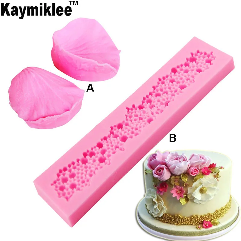 C259 Love Rose Cake Border Silicone Mold Chocolate Pearl Fon