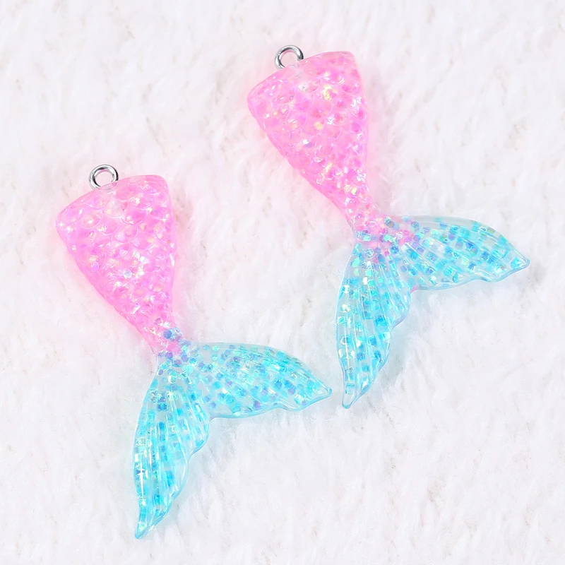 20pcs 47*31mm mermaid tail flatback Resin Cabochons charms  fashion Jewelry necklace pendant keychain charms for DIY decoration