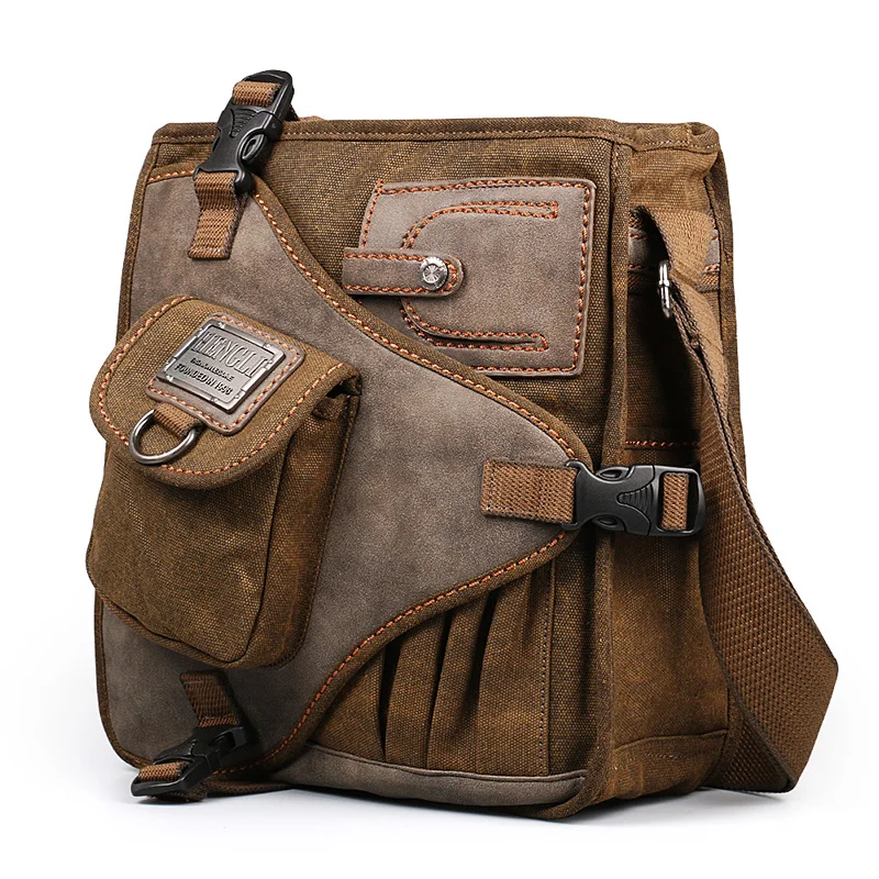 shou Ruil Retro Canvas Shoulder Bags Multifunction Man Leisure Tooling Messenger Package Vintage Handbag European American Style