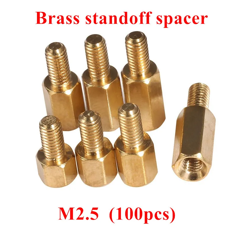 M2.5 Brass Standoff Spacer Spacing Screws PCB Computer Motherboard Copper Stud Pillars M2.5*5/6/8/10/12/15/20/25/30+6mm