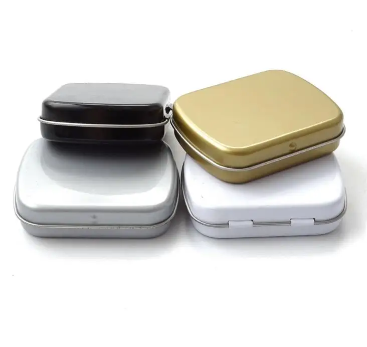 

100pcs 60*47*15mm Mini Tin Box Metal Storage Box Jewelry Case Candy Box Gift Packaging Container Black White Silver