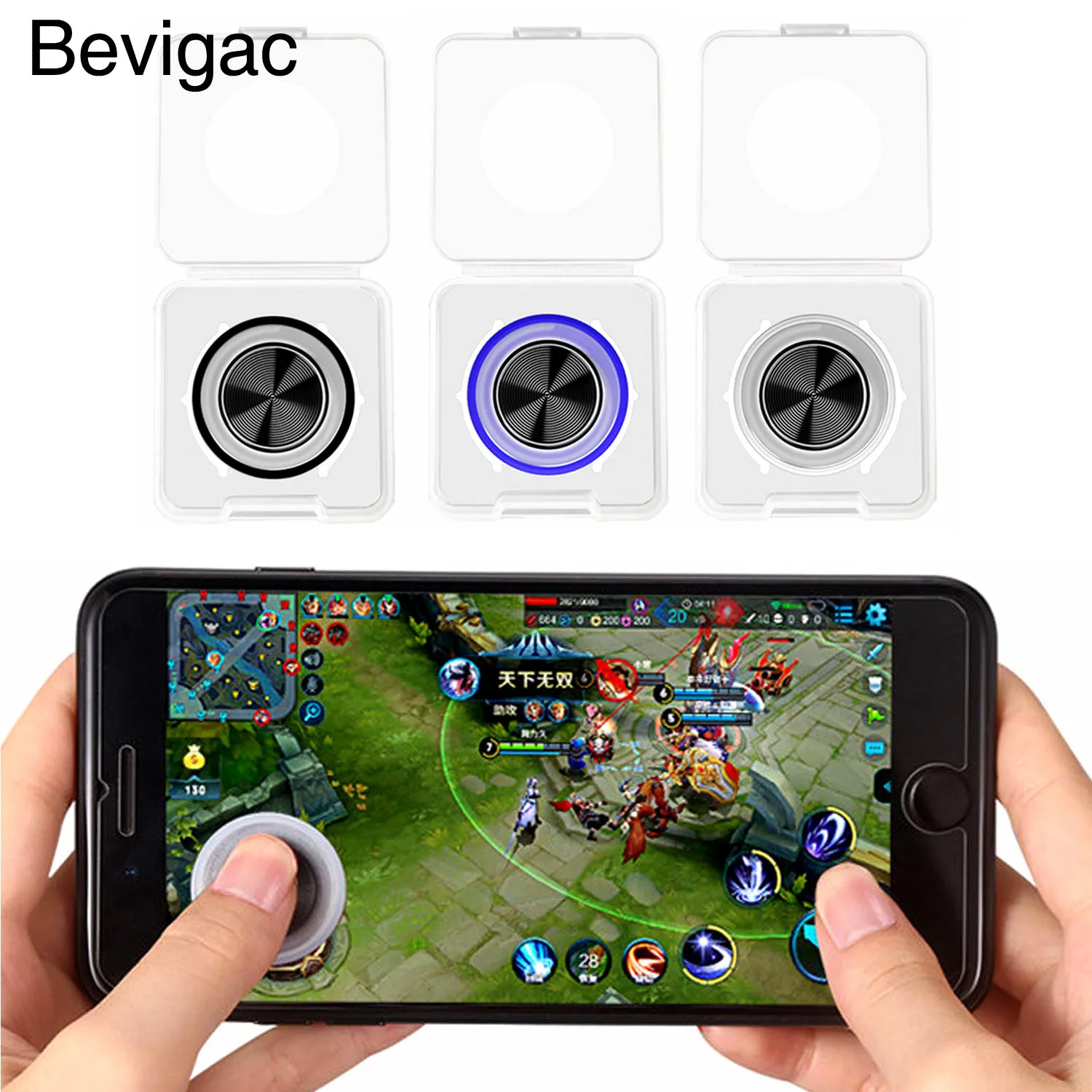 Bevigac Mobile Game Joystick Rocker Touch Screen Joypad Controller with Dust-proof Storage Box for iPhone iPad Samsung Tablet