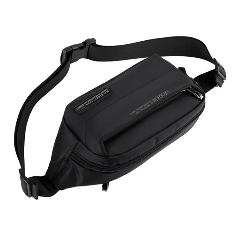 Saco de cintura de nylon de couro genuíno masculino, Hip Fanny Belt Pack, Ombro Único, Sacos Corpo Transversais, Cintura Bum, Sacos Peito, Alta