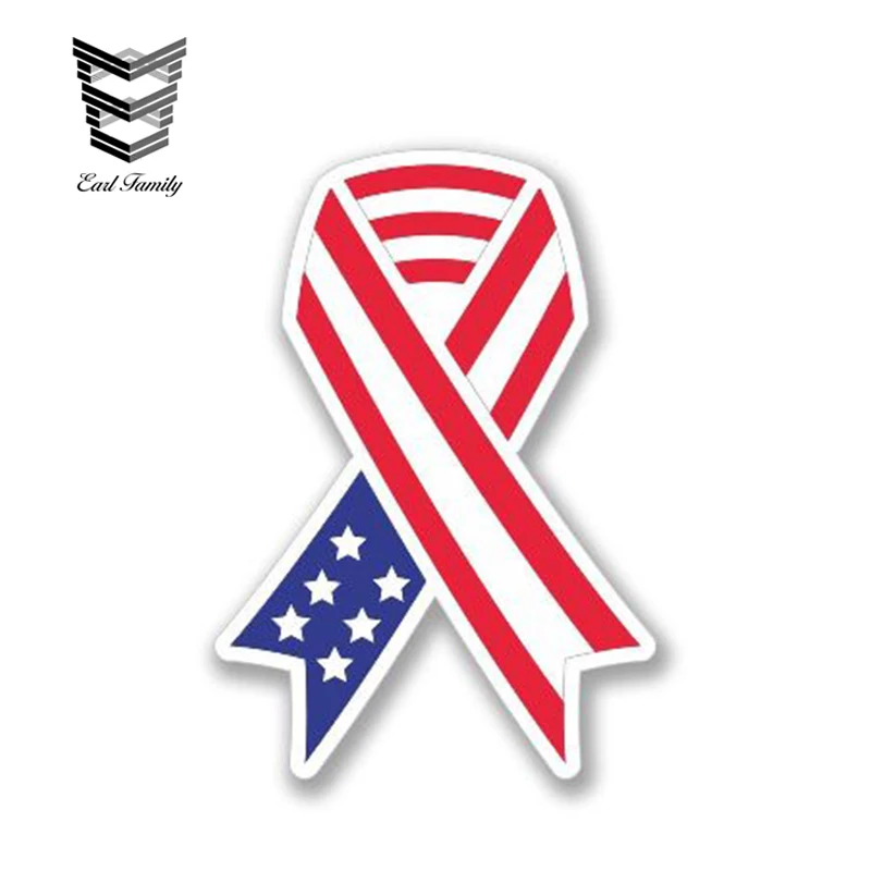 EARLFAMILY 13cm x 8cm USA Flag Ribbon Army War Memorial Car Truck Window Decal Sticker Auto Motorcycle Car Stickers Accessories