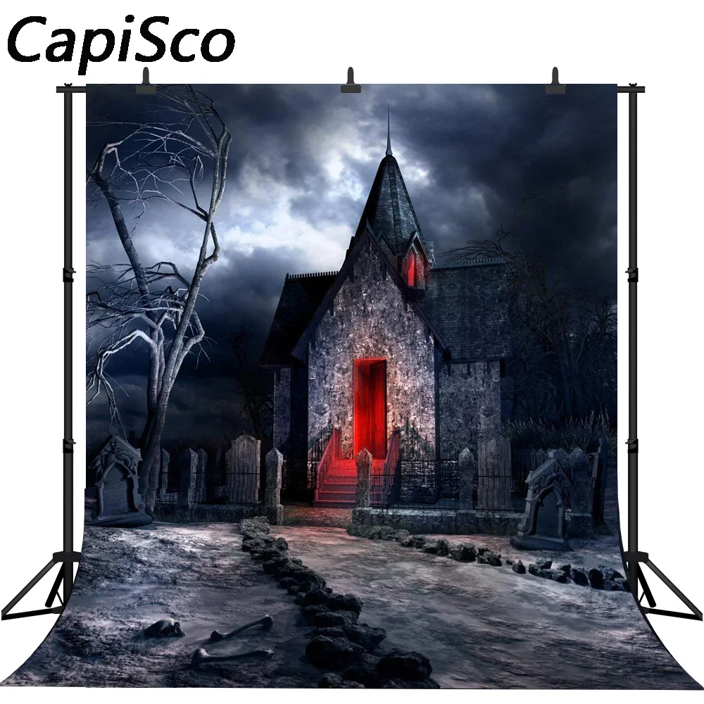 

Capisco Seamless photography background Gloomy horrible house Red light Halloween theme backdrop photo studio camera fotografica