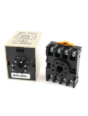 ST3PF 110V AC 8-Pin DPDT 10s Off-delay Operation Time Delay Timer Relay Black