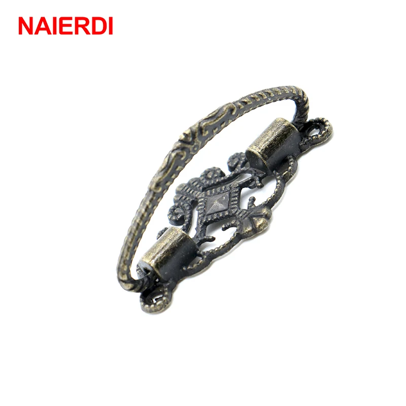 NAIERDI 48mm x 25mm Bronze Cabinet Knobs Drawer Handles Cupboard Pulls Jewellery Box Handle With Screws For Furniture Hardware