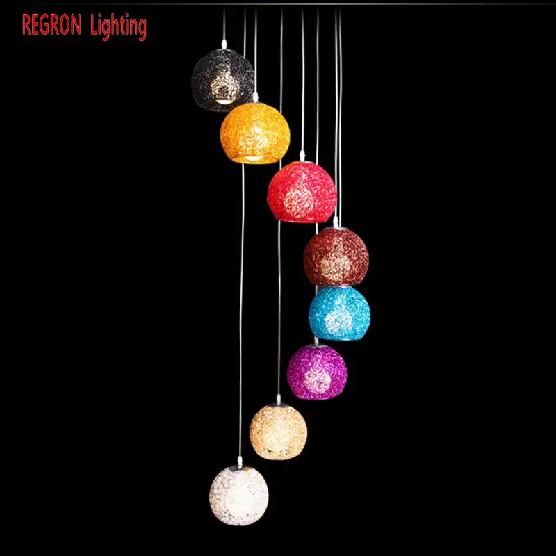 Hotel hall Long Spiral Pendant Lights Modern E27 Duplex Interior light Aluminum Shade Hanging Lamp For Buildings Stair Bar Villa