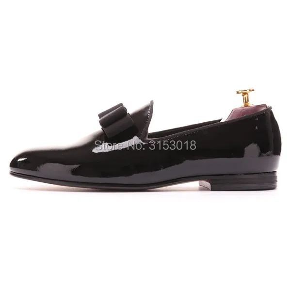 Bowknot Formal Shoes Men Slip-on Belgian Handmade Stylish Wedding Dress Shoes Simple Leisure Design Patent leather shoes