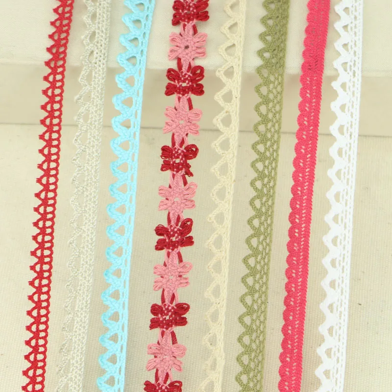 Mixed random delivery 50 yards / lot lace garment sewing fabric decorative cotton crochet lace ribbon handmade jewelry process