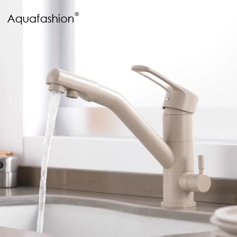 Kitchen Faucet Filter Water Taps Dual Handle Hot and Cold Drinking Water 3 Way Filter Kitchen Mixer Tap