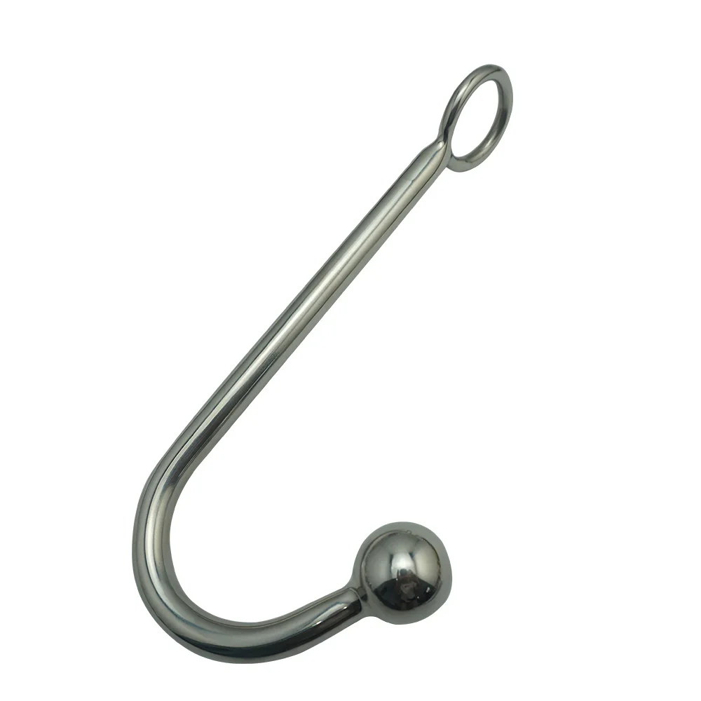 New stainless steel metal anal hook with ball hole butt plug dilator prostate massager SM bondage sex toy for man male