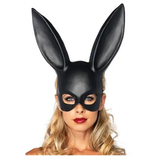 

Women Girl Party Rabbit Ears Mask Black White Cosplay Costume Cute Funny Halloween Mask