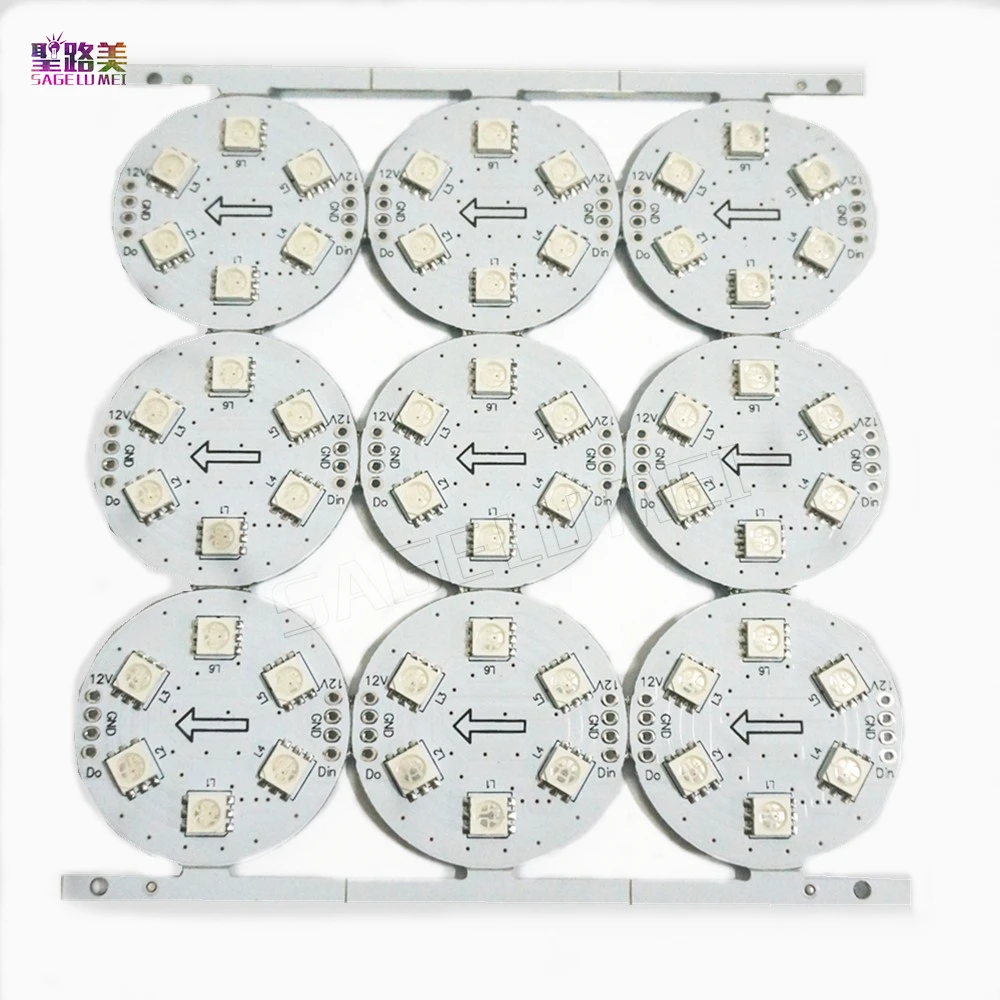 Hoge kwaliteit 5 stks/partij DC12V D38 6 leds 6 leds 5050 RGB 5mm Originele Openbare Board LED SMD Driver IC WS2811 Gratis verzending