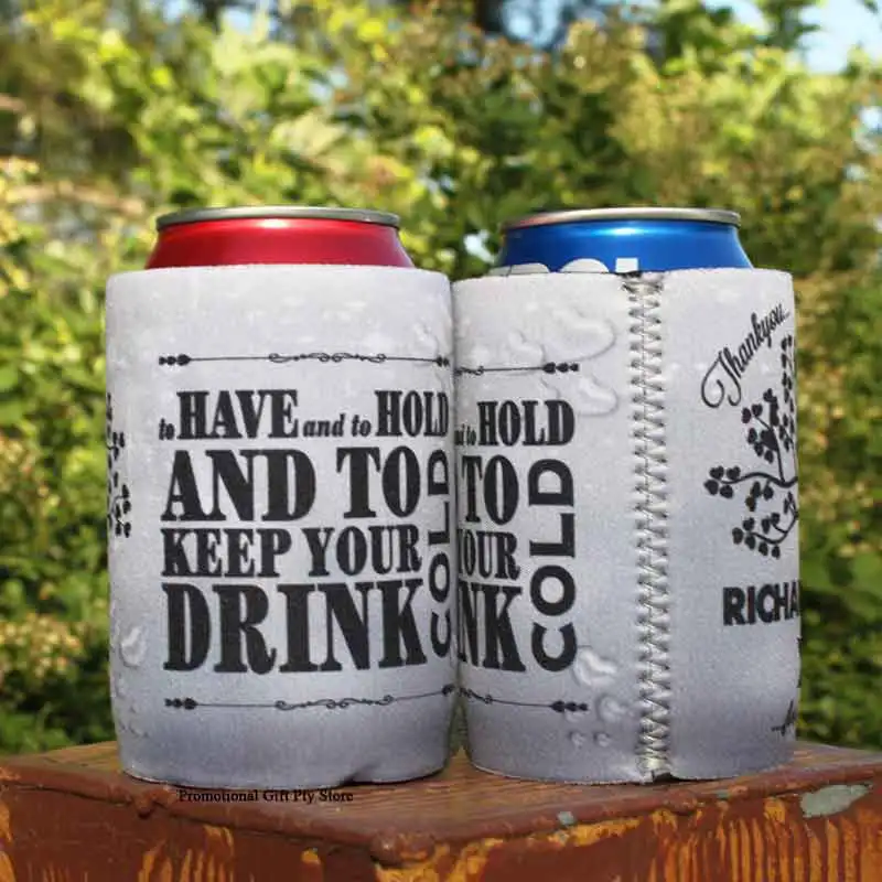 

50pcs Custom Print Design Neoprene Stubby Holder With Solid Bottom Beer Can Cooler Wedding Gift Customize Beer Can Cooler Holder