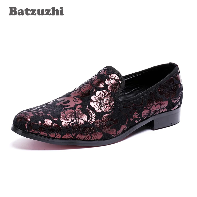 Handmade Leather Men Loafers Batzuzhi Brand 2018 Design Soft Leather Shoes Men Loafers Shoes Flats Genuine Leather Dress Shoes