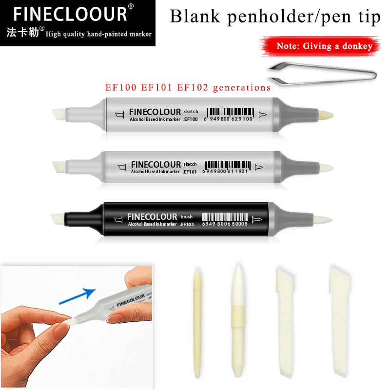 Finecolour Replacement EF100/EF101/EF102 Generation Art Marker Head Replaceable Big Oblique Nib/Small Round Nib For Marker Pen