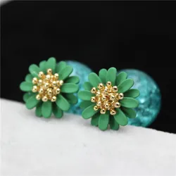 2019 new  fashion brand jewelry simple double pearl earrings for women elegant daisy flower stud earrings