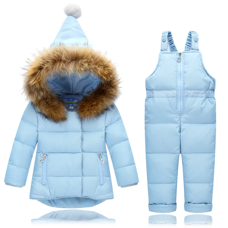 Kids Clothes Sets 2pc Snowsuit for Boys Girls Winter Children Warm Jackets Toddler Outerwear +Bib Pants Clothing Russian winter