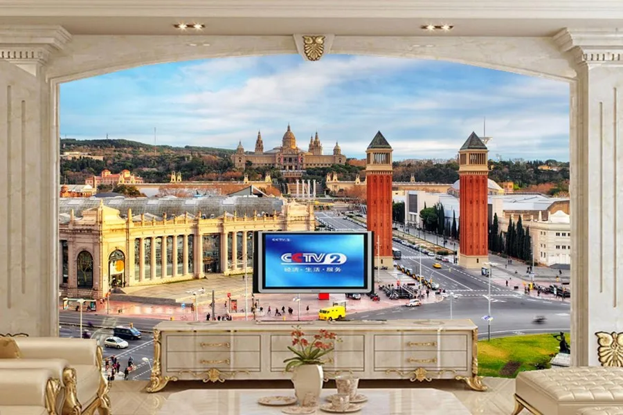 

Papel de parede,Spain Houses Roads Barcelona Street Cities wallpapers,living room sofa TV wall bedroom 3d murals wallpaper