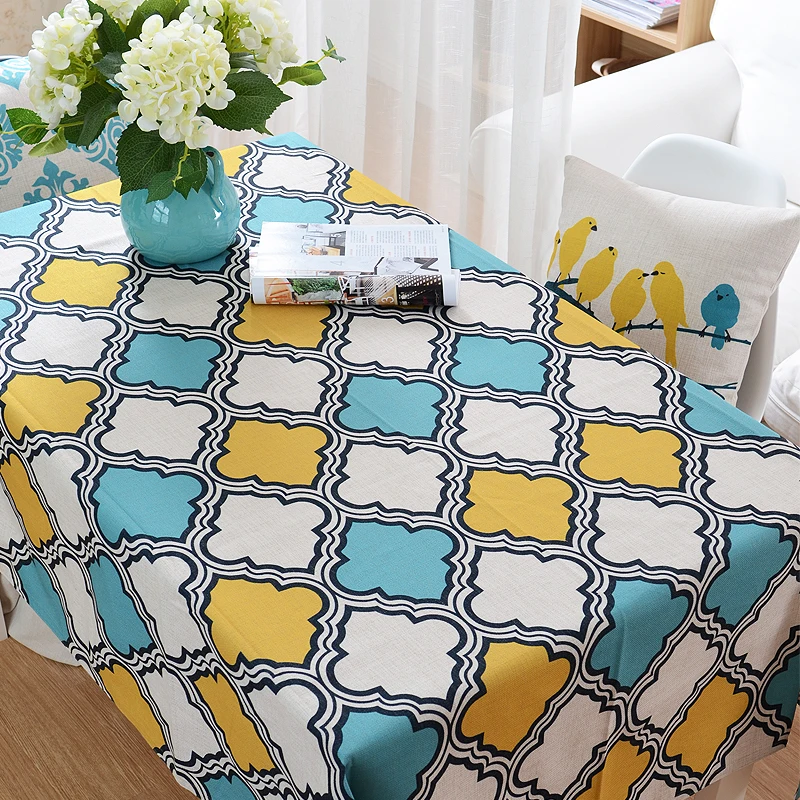 Home decor Linen Tablecloth Fashion geometry Wedding Dining Home Decorative Refrigerator TV Tablecloth Cover Free shipping