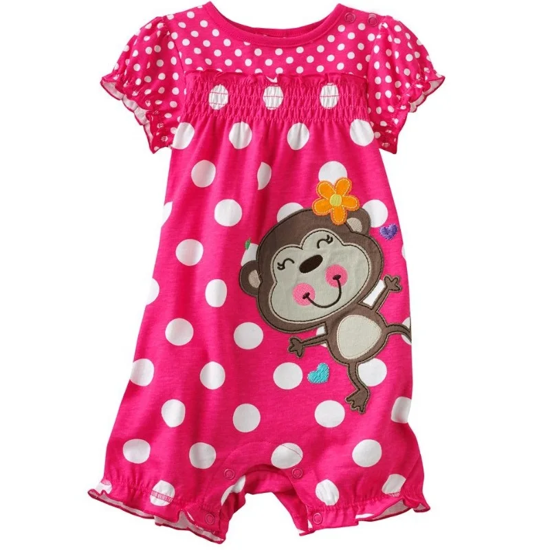 

Red Monkey baby girl romper for summer baby clothes 100% Cotton bebe jumpsuits Polka Dot body suit Newborn Shirt Outfits