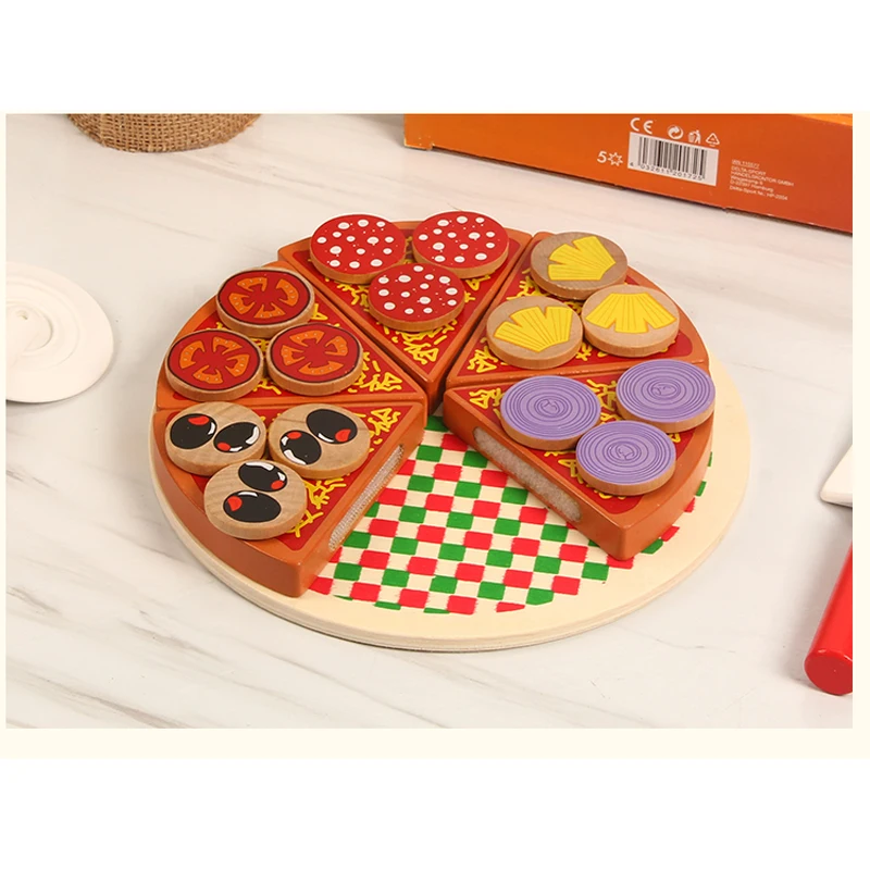 Wooden Quality Cut And Cut To See Pizza Cakes Children\'s Cake Kitchen Play House Simulation Toys Children\'s Chef Toys