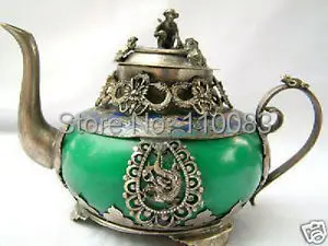 

heap price Factory direct Rare Chinese Porcelain Copper Handwork Old Dragon Phoenix Armored Wine TeaPot Antique Metal Wholesale