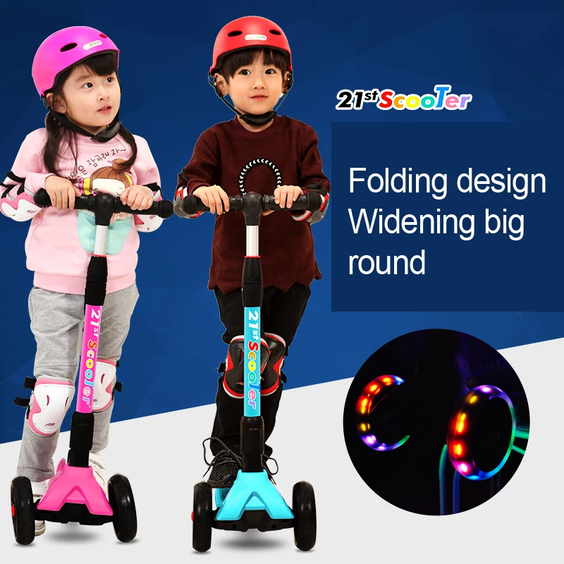 GF02 3 in 1 kick scooter suit for 1-10 years old child adjus handle fold  child scooter flash wheels scooter with safe harness