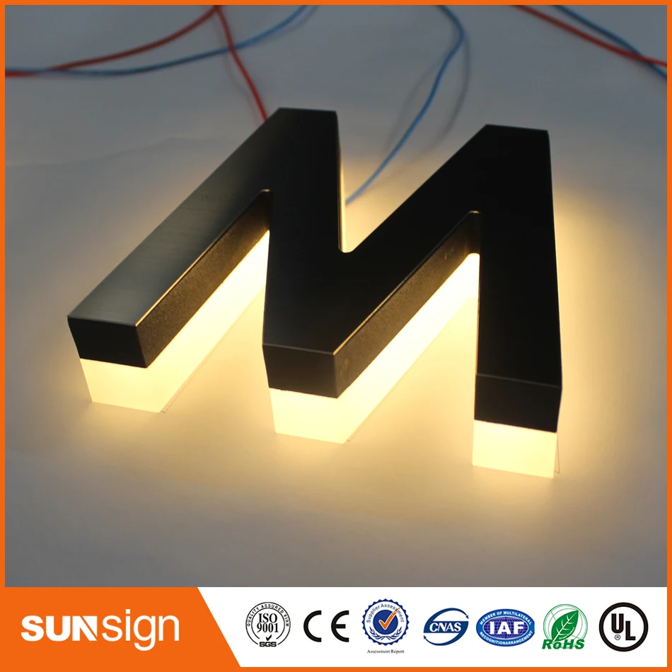 Stainless steel warm white led back lighting advertising letters