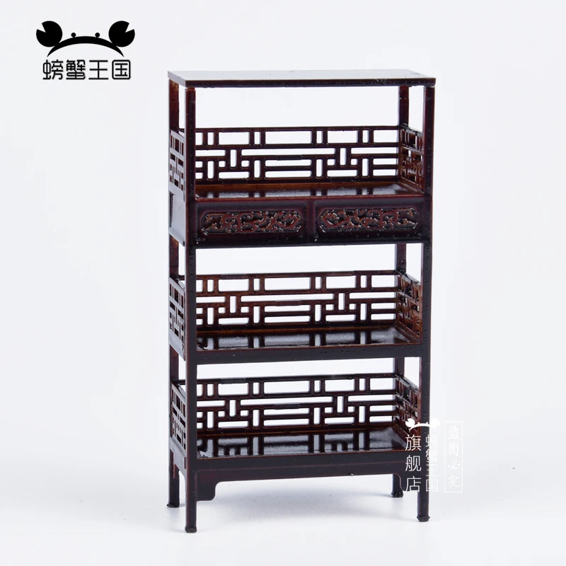 25 Scale Miniature Doll Stand Chinese Dollhouse Furniture Craft Storage Shelf Organizer Display Rack Model Bookshelf
