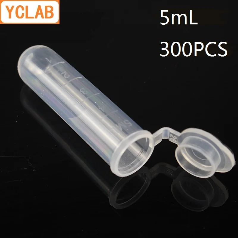 YCLAB 300PCS 5mL Centrifuge Tube EP Plastic Round Bottom Connect with Lid and Graduation Ethylene Propylene