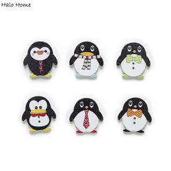 30pcs misti carino pinguino bottoni in legno cucito Scrapbooking regalo abbigliamento casa lavoro manuale Decor Cartoon fai da te 25x24mm