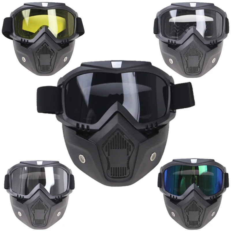 

Modular Mask Flexible Goggles Glasses Mouth Filter Anti Dust Sand Wind for Open Face Motorcycle Half Helmet or Vintage Helmets