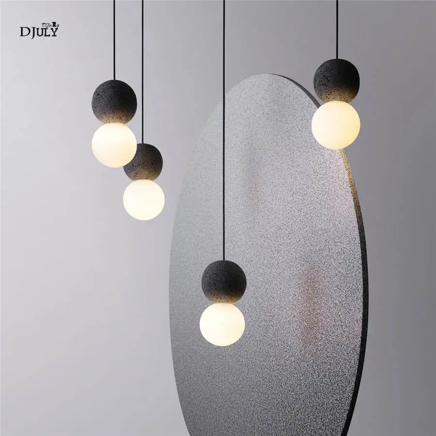 

postmodern design cement glass ball pendant lights for dining room villa bar clothing store hanging lamp fixtures loft luminaire