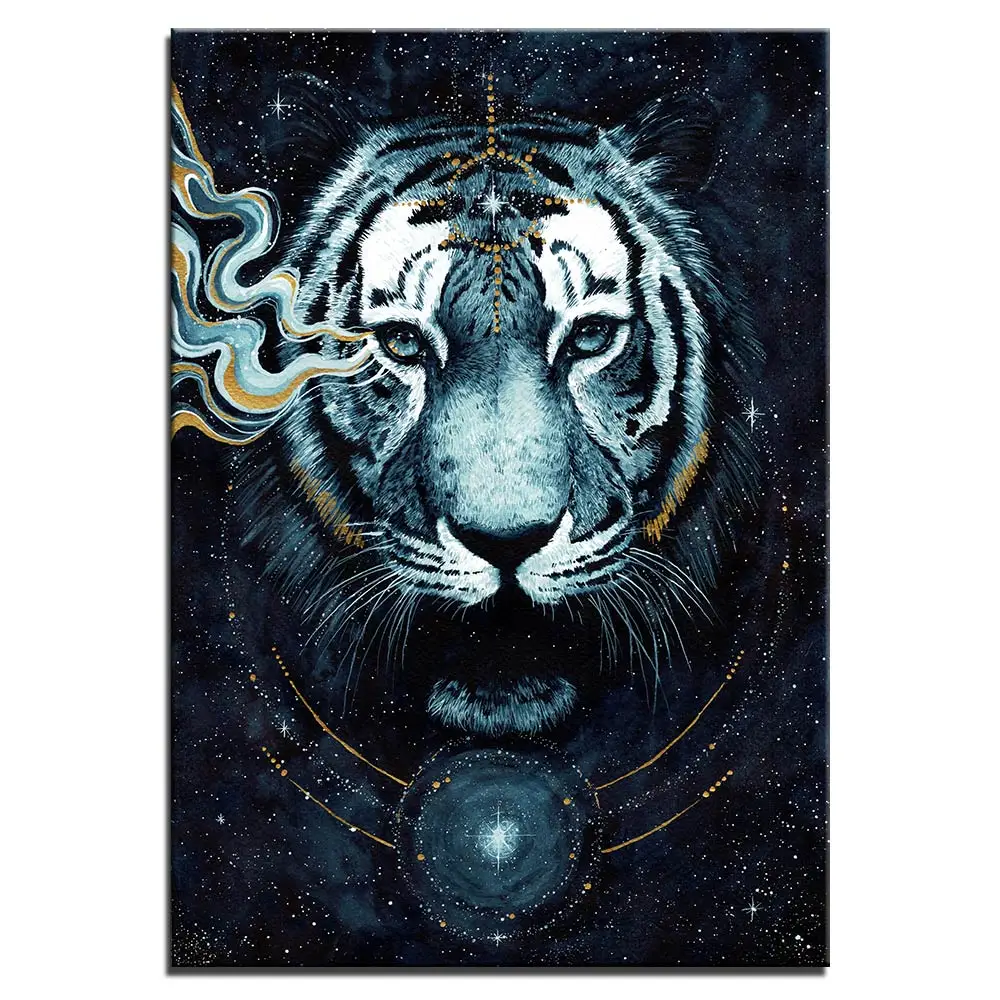 HD printed 1 panel canvas painting in the darkness tiger by Scandy Girl wall pictures for living room posters and prints artwork