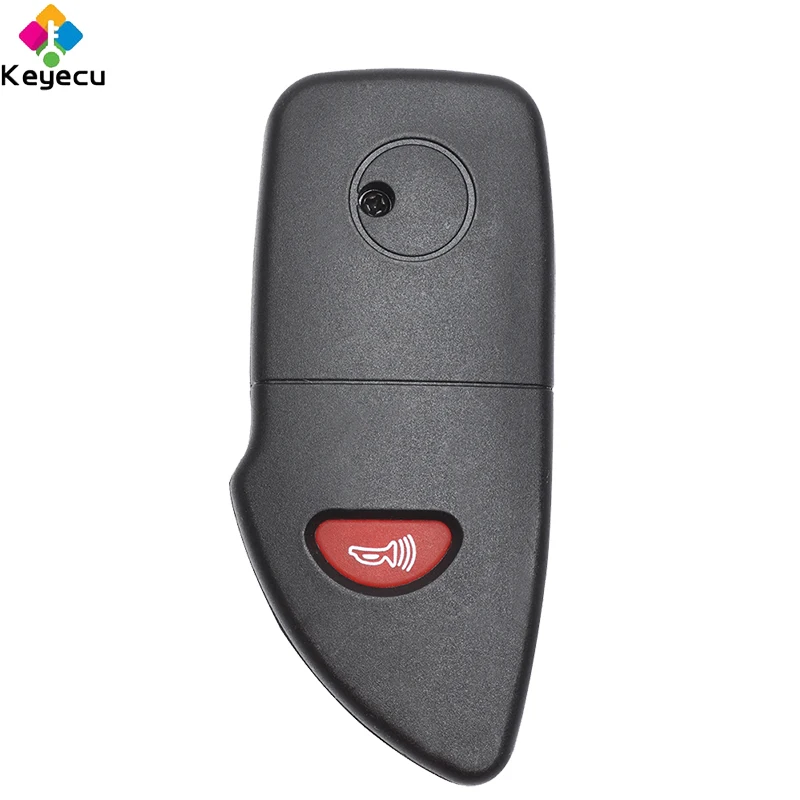 KEYECU Replacement Modified Flip Remote Car Key Shell - 2/ 2+1/ 3 Buttons & Uncut Blade- FOB for Hyundai Santa Fe / Tucson IX35