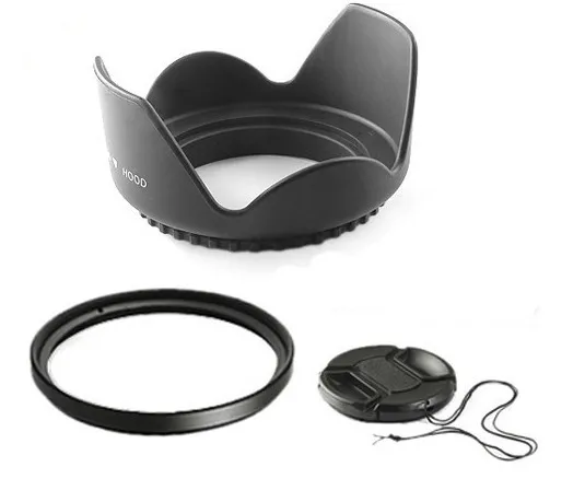 52 mét 52 mét Flower Lens Hood + UV Lọc + Lens Cap cho Canon EOS 400D 550D 500D 600D 1100D Nikon D80 D50 D7000 D3100 DS DSLR
