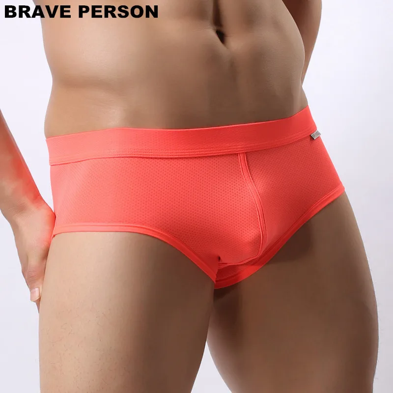 BRAVE PERSON Soft Nylon Underwear Men Boxers Briefs Mesh Breathable Elastic Sexy Boxers High Quality Male Panties Boxershorts