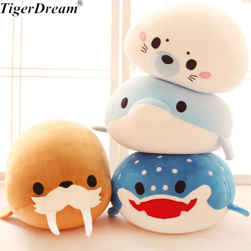 

Cute Foam Particles Stuffed Dolphin Seals Walruses Killer Whales sawfish Whale Sharks Plush Toys Ocean Alliance Children Doll