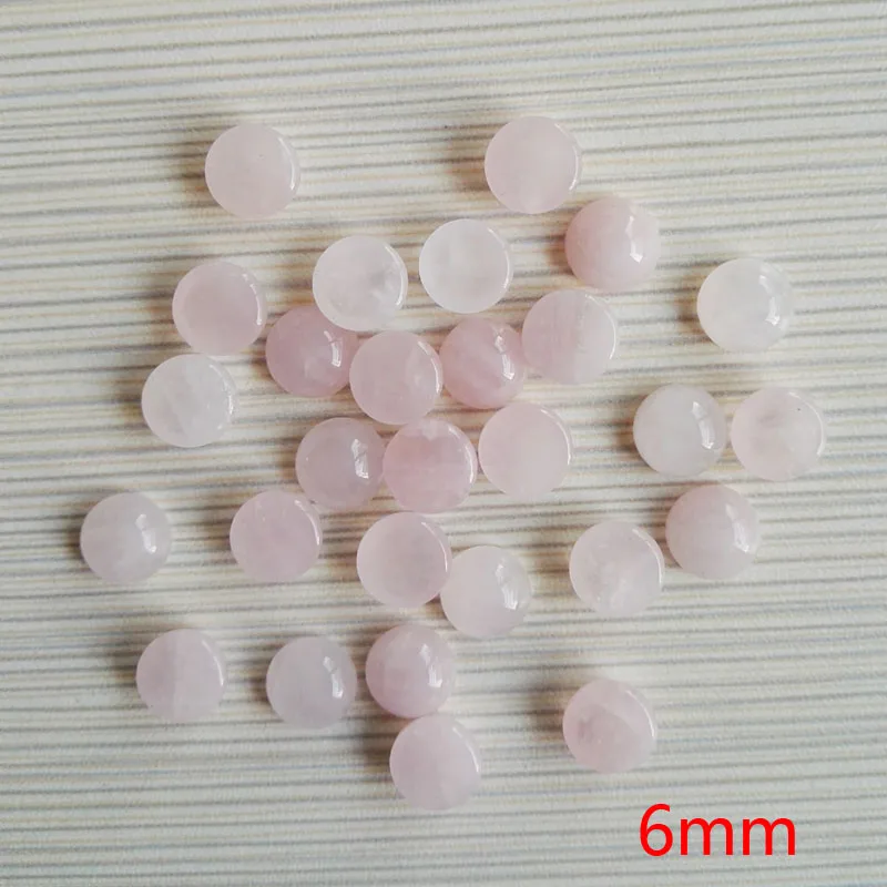 Fashion pink crystal natural stone Cabochon bead no hole 6 8 10 12 14 16 18 20MM Quartz Rose Single arc jewelry accsories 50pcs