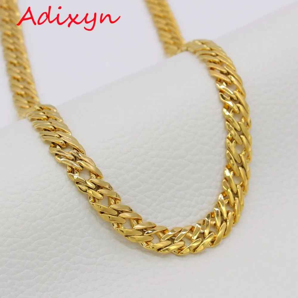 

Adixyn 60cm/24inch 10mm Link Chains Gold Color Lobster clasp Necklace For Men Women African/India/Middle Easter Jewelry