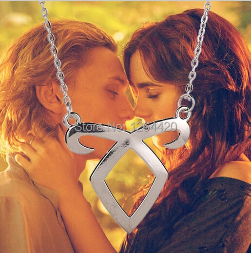 2015 new Free Shipping 12pcs/lot Wholesale Vintage The Mortal Instruments City of Bones Angelic Power Necklace