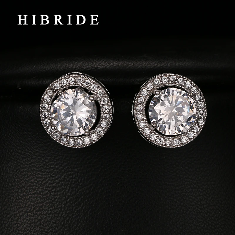 

Romantic Jewelry 2017 Stud Earrings For Wedding Elegant AAA Cubic Zirconia Stone Earring HIBRIDE E-239