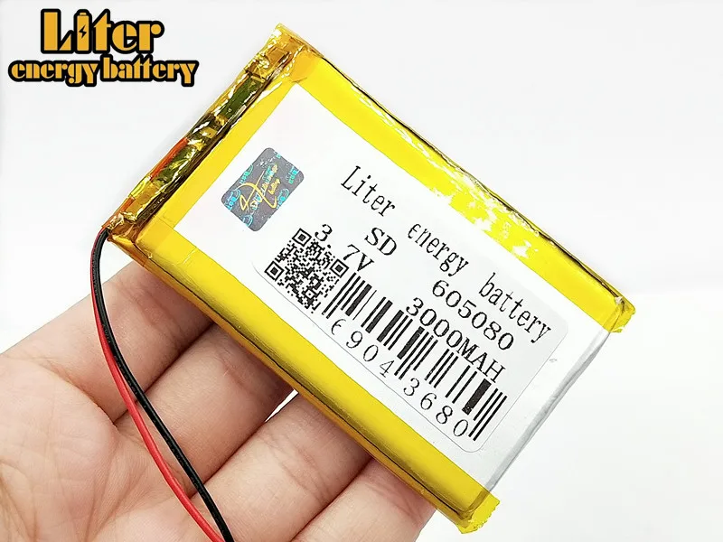 1/2/4 Pcs 3.7 V Célula de bateria de polímero de lítio 605080 3000 MAH Li-ion Recarregável Para MP3 MP4 MP5 Tablet PC GPS BT Speaker E-book