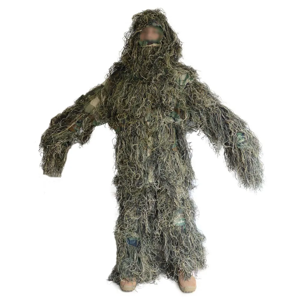 Woodland Camouflage tarctical sniper ghillie Suit Kit Military Camouflage Durable Sniper suit CS games Clothing for outdoo